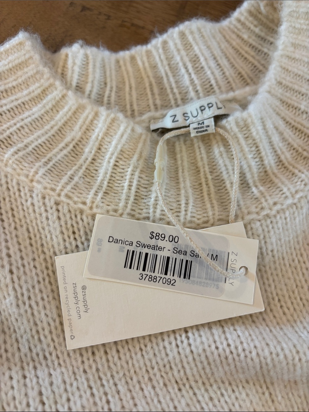 Z Supply Danica Sweater in Sea Salt Size Medium NWT Preppy Capsule Wardrobe $89 - Picture 7 of 9